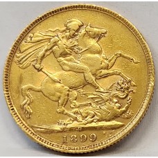 AUSTRALIA 1899 . ONE 1 SOVEREIGN . PERTH . GOLD
